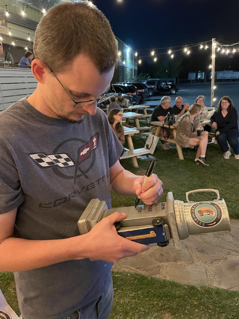Ryan signing the D&rsquo;Ale Cup
